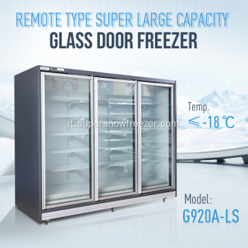Porte a doppia porta in vetro Display del supermercato Congelatore verticale